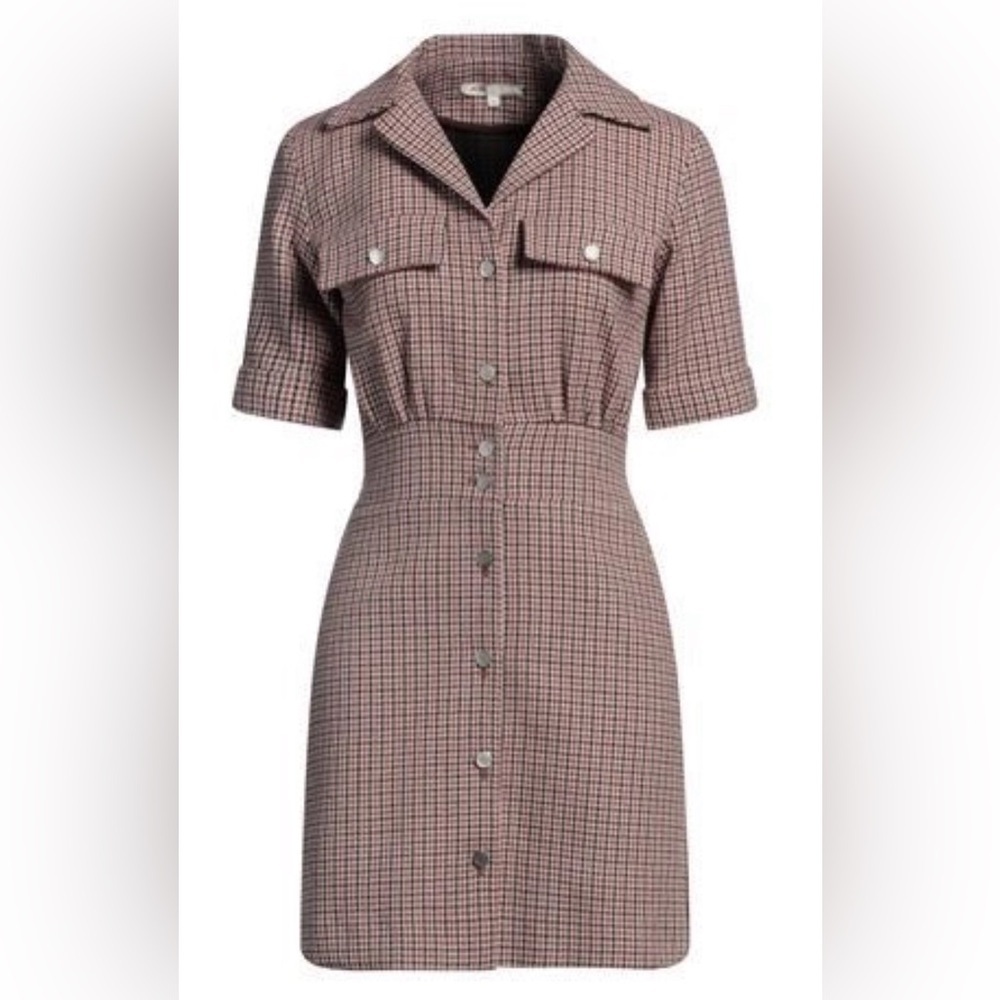 Maje Houndstooth Mini Flannel Dress